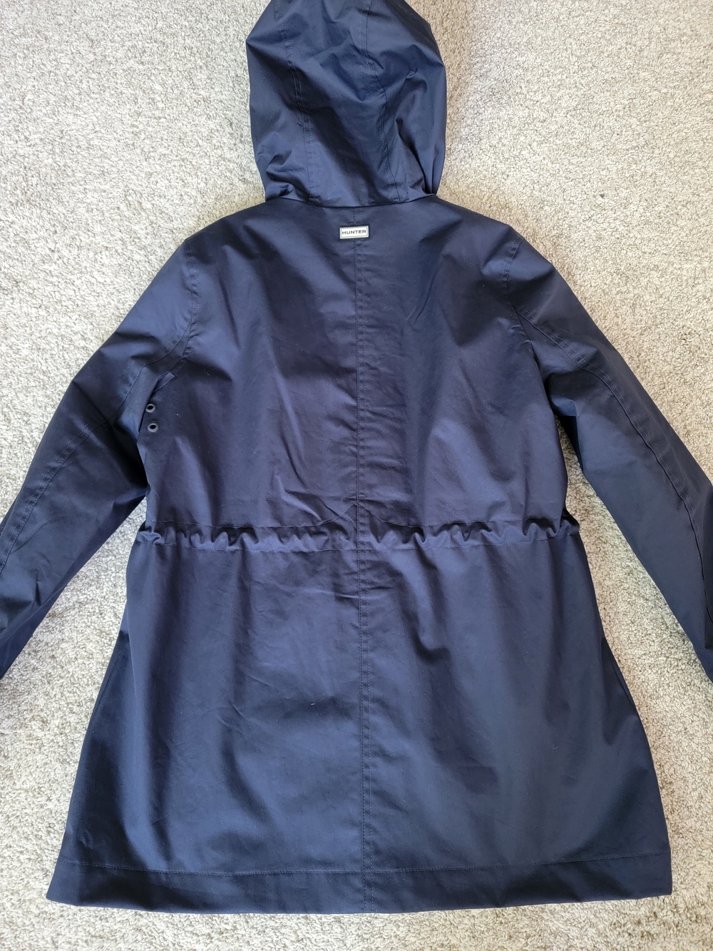Hunter Cinched Waist Navy Hooded Rain Jacket Small - Picture 4 of 12